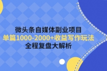 微头条自媒体副业项目，单篇1000-2000+收益写作玩法，全程复盘大解析！-副业网