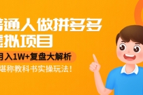 普通人做拼多多虚拟项目，月入1W+复盘大解析，堪称教科书实操玩法！-副业网