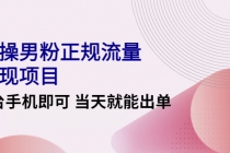 2022实操男粉正规流量变现项目，一台手机即可 当天就能出单【视频课程】-副业网