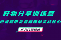 好物分享训练营：短视频带货最新爆单实战核心，从入门到精通！-副业网