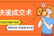 快速成交术，一句话打动客户购买，月销50W+实操卖点分享！-副业网