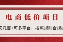 电商低价赔FU项目：一天几百+可多平台，按照规则合规操作！-副业网