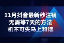 11月抖音最新秒注销，无需等7天的方法，机不可失马上和谐-副业网
