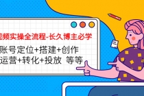短视频实操全流程-长久博主必学：账号定位+搭建+创作+运营+转化+投放  等等-副业网