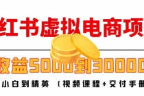 小红书虚拟电商项目：从小白到精英 月收益5000到30000 (视频课程+交付手册)-副业网