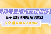 视频号直播间变现训练营：新手也能利用视频号赚钱，5个月GMV200w-副业网