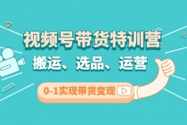 视频号带货特训营(第3期)：搬运、选品、运营、0-1实现带货变现-副业网