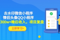 利用去水印微信小程序+情侣头像QQ小程序，获得300w+睡后收入，项目复盘-副业网