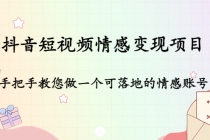抖音短视频情感变现项目：手把手教您做一个可落地的情感账号-副业网