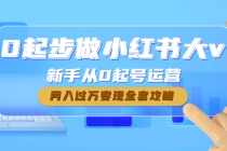 0起步做小红书大v，新手从0起号运营，月入过万变现全套攻略-副业网