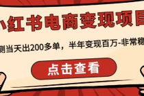 小红书电商变现项目：实测当天出200多单，半年变现百万-非常稳定-副业网