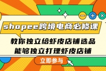 shopee跨境电商必修课：教你独立给虾皮店铺选品，能够独立打理虾皮店铺-副业网