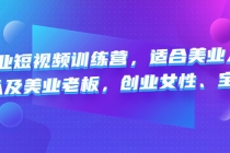 美业短视频训练营，适合美业人、以及美业老板，创业女性、宝妈-副业网