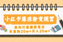 小红书爆涨粉变现营教你打造爆款笔记，年涨粉20w+月入20w+-副业网