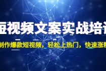 短视频文案实战培训：制作爆款短视频，轻松上热门，快速涨粉！-副业网