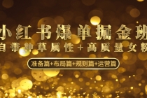 小红书爆单掘金班：自带种草属性+高质量女粉 准备篇+布局篇+规则篇+运营篇-副业网