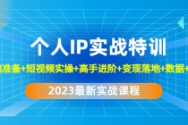 2023个人IP实战特训：基础准备+短视频实操+高手进阶+变现落地+数据+电商-副业网