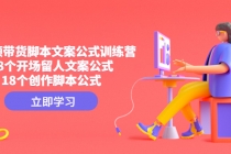 短视频带货脚本文案公式训练营：18个开场留人文案公式，18个创作脚本公式-副业网