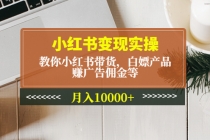 小红书变现实操：教你小红书带货，白嫖产品，赚广告佣金等，月入10000+-副业网