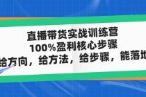 直播带货实战训练营：100%盈利核心步骤，给方向，给方法，给步骤，能落地-副业网