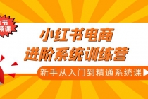 小红书电商进阶系统训练营：新手从入门到精通系统课-副业网