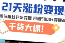 21天精准涨粉变现干货大课:从10位粉丝开始变现 月增5000+变现20w+-副业网