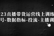 2023直播带货运营线上训练营，起号-数据指标-投流-主播训练-副业网