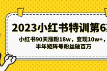 2023小红书特训第6期，小红书90天涨粉18w，变现10w+，半年矩阵号粉丝破百万-副业网