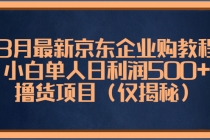 3月最新京东企业购教程，小白单人日利润500+撸货项目-副业网