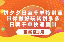 拼夕夕日卖千单特训营，带你做好玩转拼多多，日卖千单快速复制 (更新至3月)-副业网