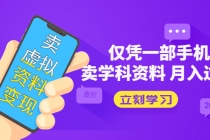 卖虚拟资料变现项目：仅凭一部手机卖高考资料月入过万-副业网