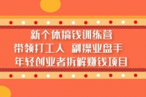 新个体搞钱训练营：带领打工人 副操业盘手 年轻创业者拆解赚钱项目-副业网