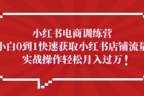 小红书电商训练营，小白0到1快速获取小红书店铺流量，实战操作月入过万-副业网
