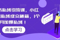 小红书私域引流课，小红书引流私域成交秘籍，1个月加爆私域！-副业网