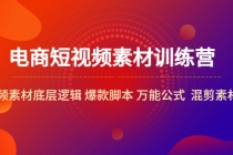 电商短视频素材训练营：短视频素材底层逻辑 爆款脚本 万能公式  混剪素材等-副业网