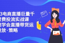 2023电商直播巨量千川付费投流实战课，快速学会直播带货运营投放·策略-副业网