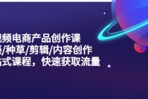 短视频电商产品创作课，拍摄/种草/剪辑/内容创作/一站式课程 快速获取流量-副业网