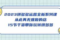 2023拼多多运营全新系列课，从此再无难做的店，15节干货带你玩转拼多多-副业网