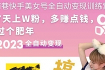 快手美女号全自动变现训练营1.0：3到7天w粉，单账号每天利润300-500元-副业网
