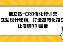独立站-CRO优化特训营，独立站设计秘籍，打造高转化独立站，让店铺ROI翻倍-副业网