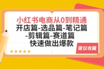 小红书电商从0到精通：开店篇-选品篇-笔记篇-剪辑篇-赛道篇  快速做出爆款-副业网