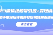 2023微信视频号引流+变现训练营：手把手带你玩转视频号短视频和直播运营!-副业网