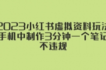 2023小红书虚拟资料玩法，手机中制作3分钟一个笔记不违规-副业网