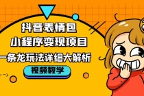抖音表情包小程序变现项目，一条龙玩法详细大解析，视频版学习！-副业网