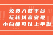 免费入驻平台，玩转抖音变现，小白都可以上手做-副业网