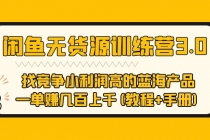闲鱼无货源训练营3.0 找竞争小利润高的蓝海产品 一单赚几百上千(教程+手册)-副业网