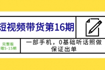 短视频带货第16期：一部手机，0基础听话照做，保证出单 (完整版 赠5-15期)-副业网
