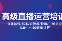 高级直播运营培训 直播运营/话术/短视频/投流/三频共振 从0~1~100详细讲解-副业网