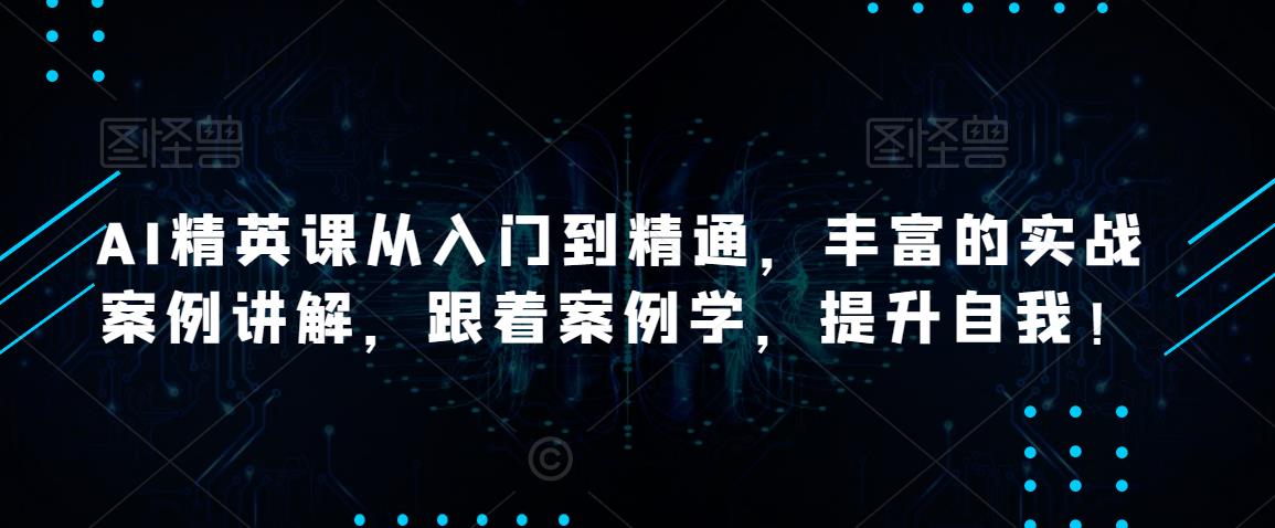 AI精英课从入门到精通，丰富的实战案例讲解，跟着案例学，提升自我！-副业网