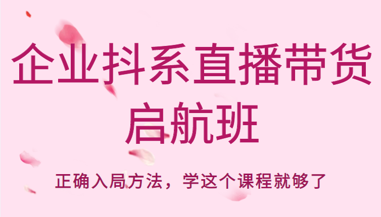 企业抖系直播带货启航班，正确入局方法，学这个课程就够了-副业网